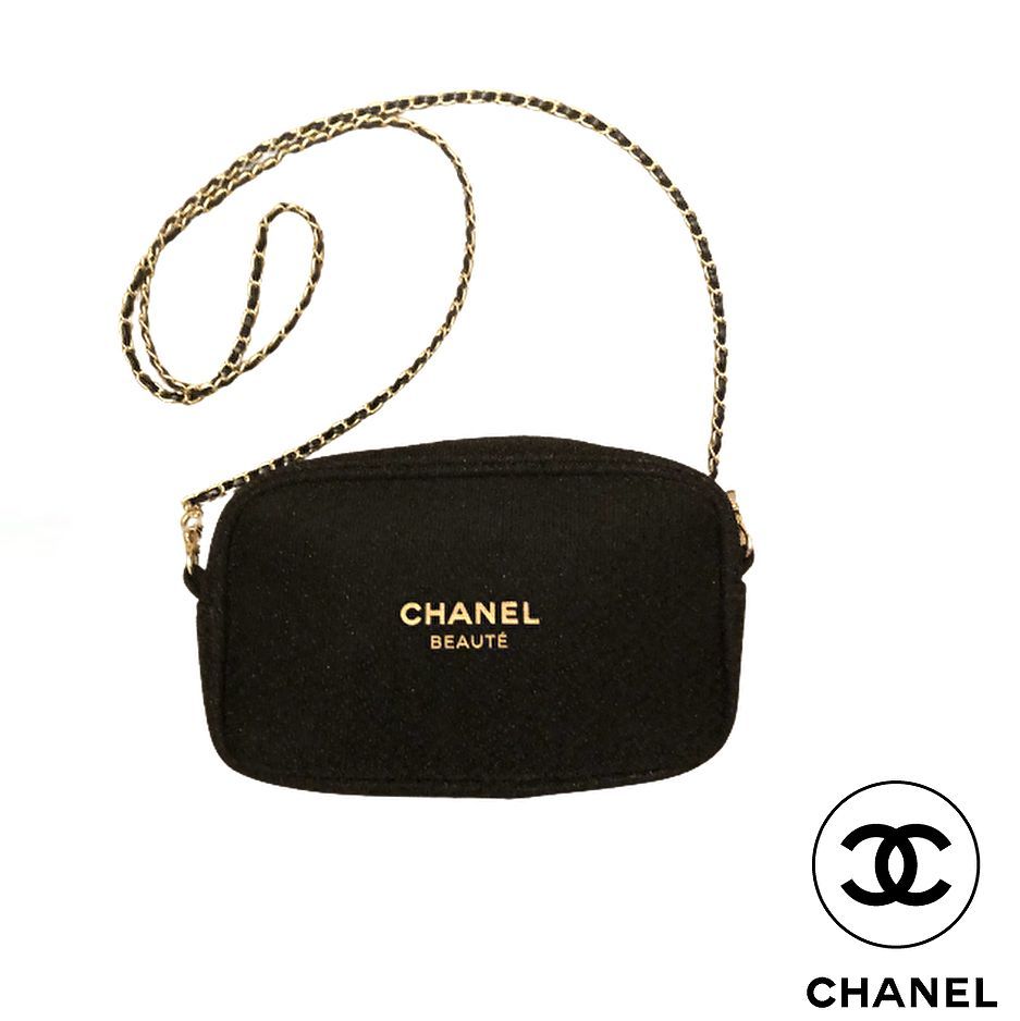 CHANEL コスメポーチ #ブラック/ゴールド【チェーン付】 - ray-rey