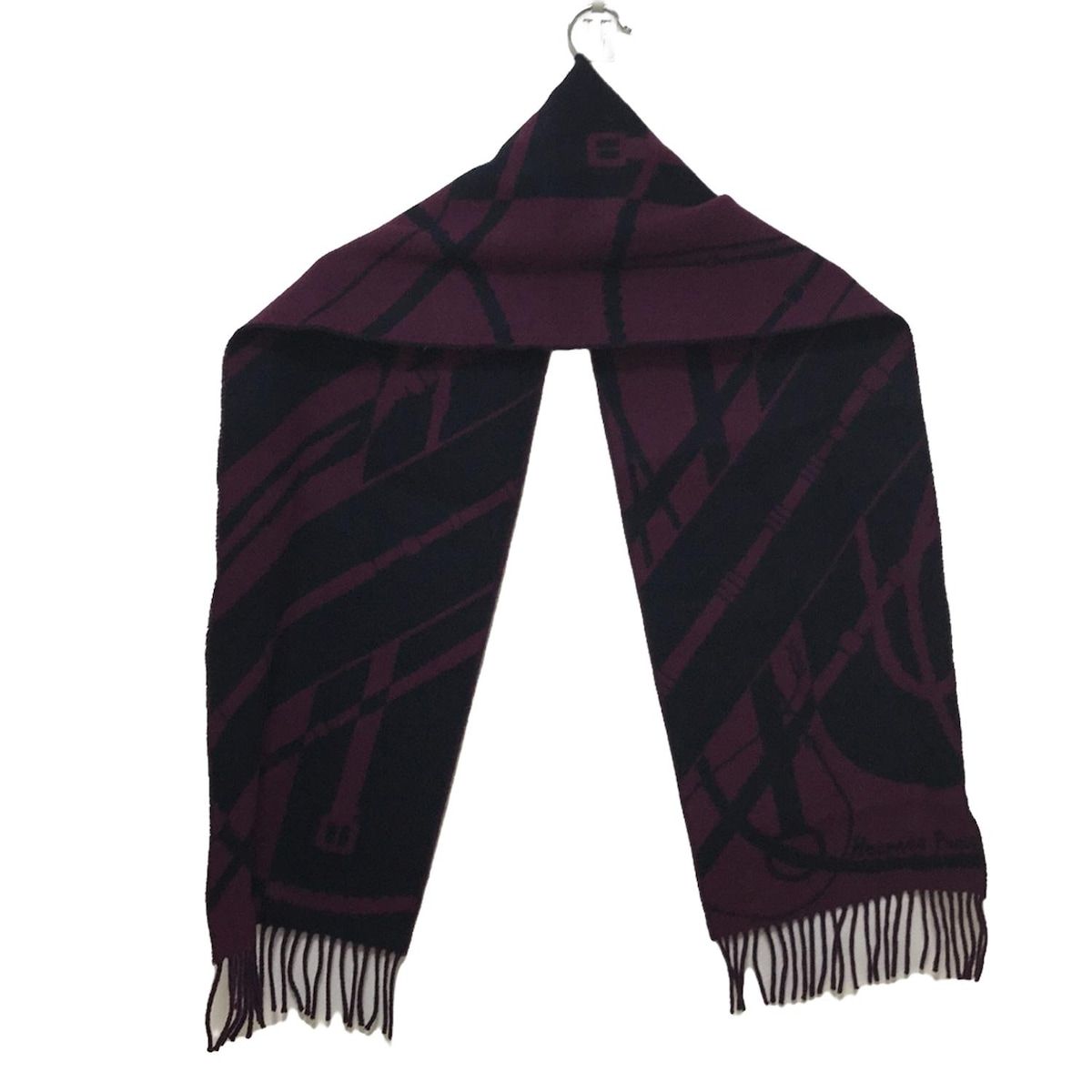 ４　エルメス　マフラー　ネイビー×ダークレッド　新品 4 エルメス マフラー ネイビー×ダークレッド 新品 エルメス マフラー