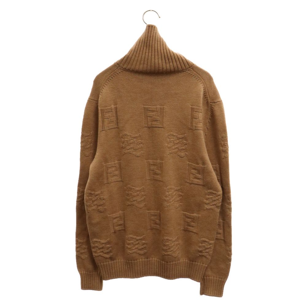 FENDI フエンディ　少しハイネック　ブラウン FENDI (フェンディ) ズッカデザイン タートルネックニットセーター