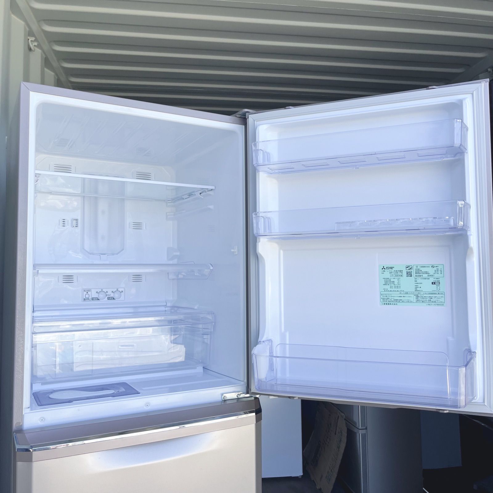 取付無料！三菱自動製氷機付きピンクゴールドおしゃれインテリア3ドア