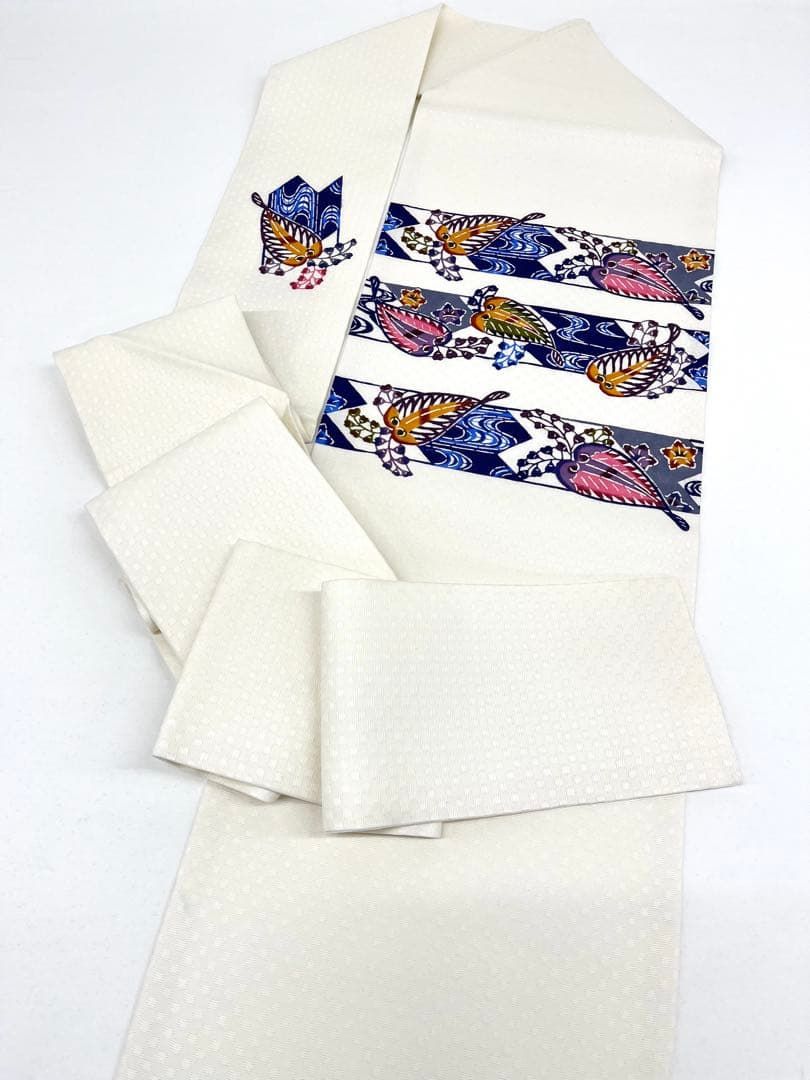 沖縄県無形文化財指定 伝統工芸品 琉球紅型 屋宜元七 九寸名古屋帯 正絹