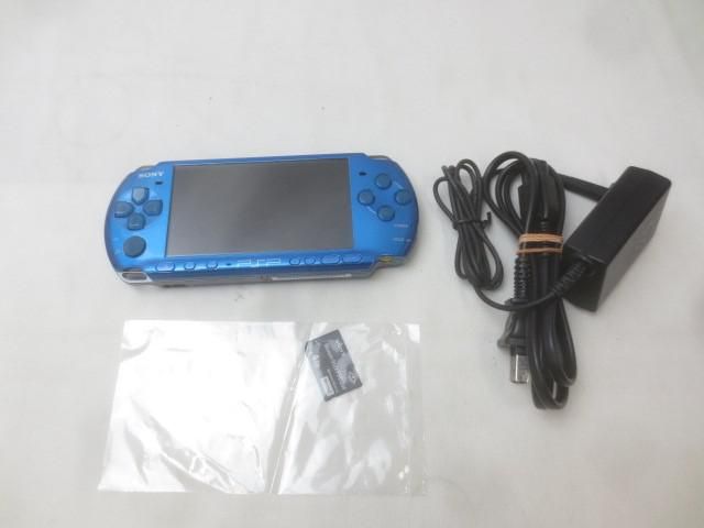 ゲーム PSP 本体 PSP3000 バイブランドブルー 動作品 充電器 4GB メモリースティック付き