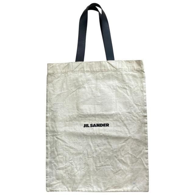 JIL SANDER ジルサンダー TOTEGRANDE ショッピングトート トートバッグ 大容量 ロゴ キャンバス レザー アイボリー ブラック