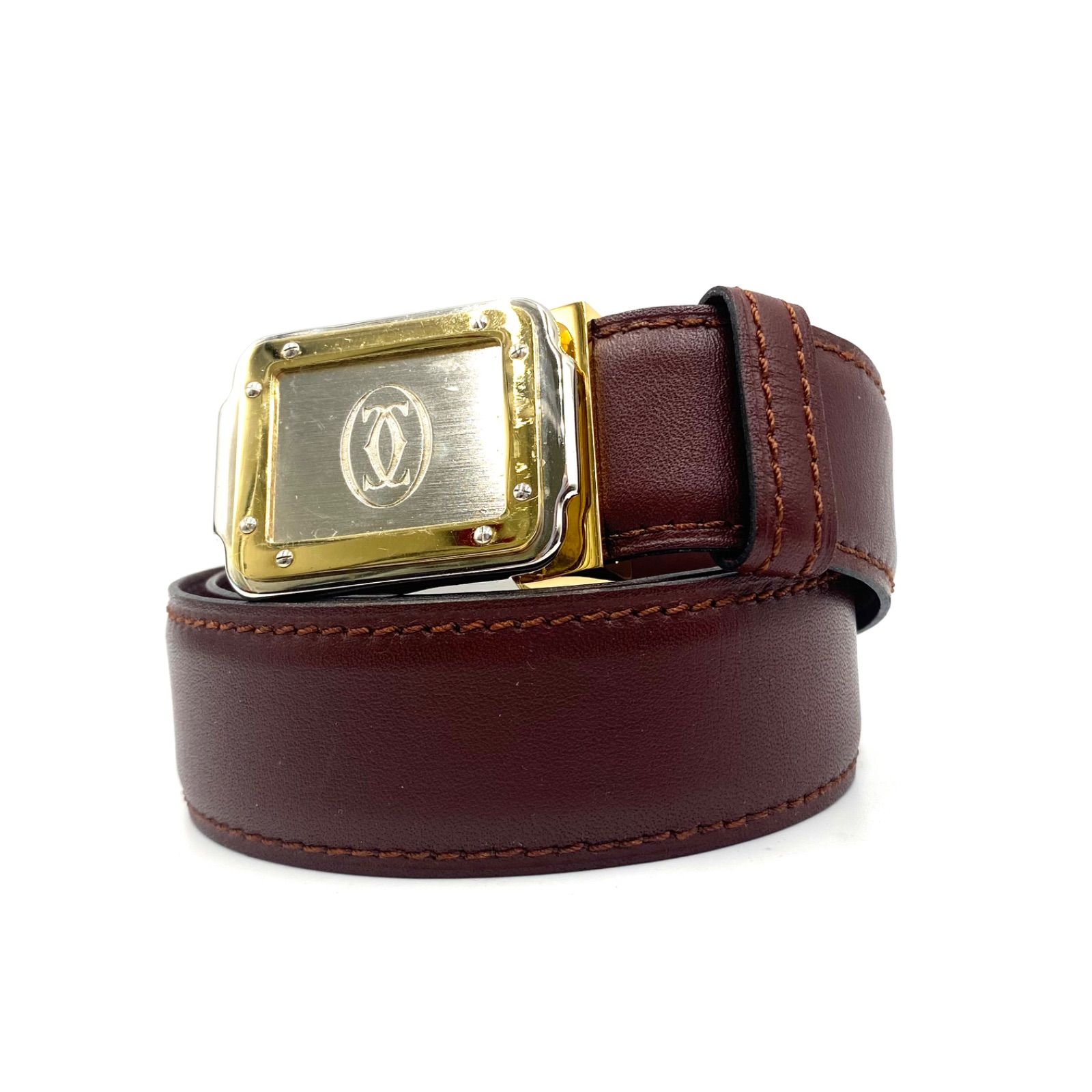 Cartier カルティエ　マストライン　ロゴベルト　ボルドー Cartier カルティエ 二つ折り札入れ 財布 マストライン レザー