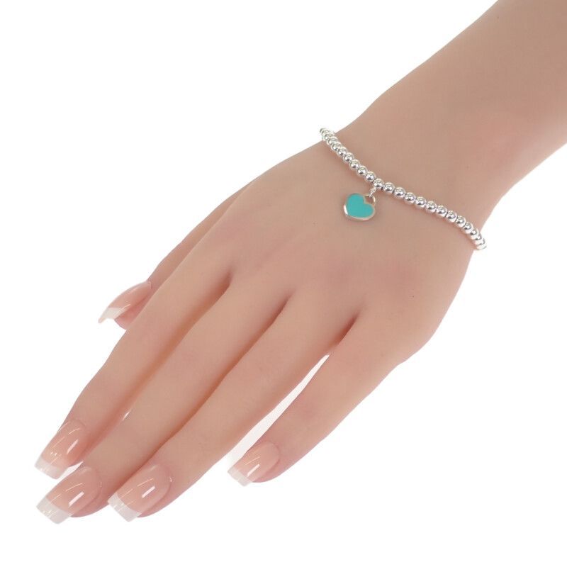 TIFFANY & CO. AG925 ブルーハートタグビーズ ブレスレット