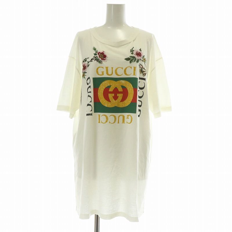 グッチ GUCCI 457094 Tシャツ カットソー 半袖 クルーネック 花