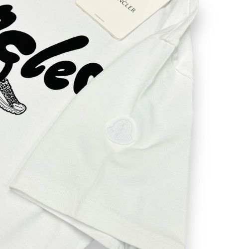 新品 MONCLER レタリング スニーカー ロゴ プリント Tシャツ ホワイト 