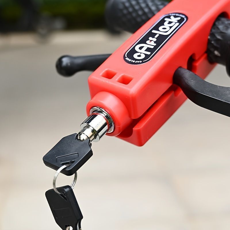 ブレーキレバーロック ブレーキロック バイク用ロック ハンドルロック バイク用シフトブレーキ 盗難防止 セキュリティ強化 簡単設置 ブレーキストッパー レッド
