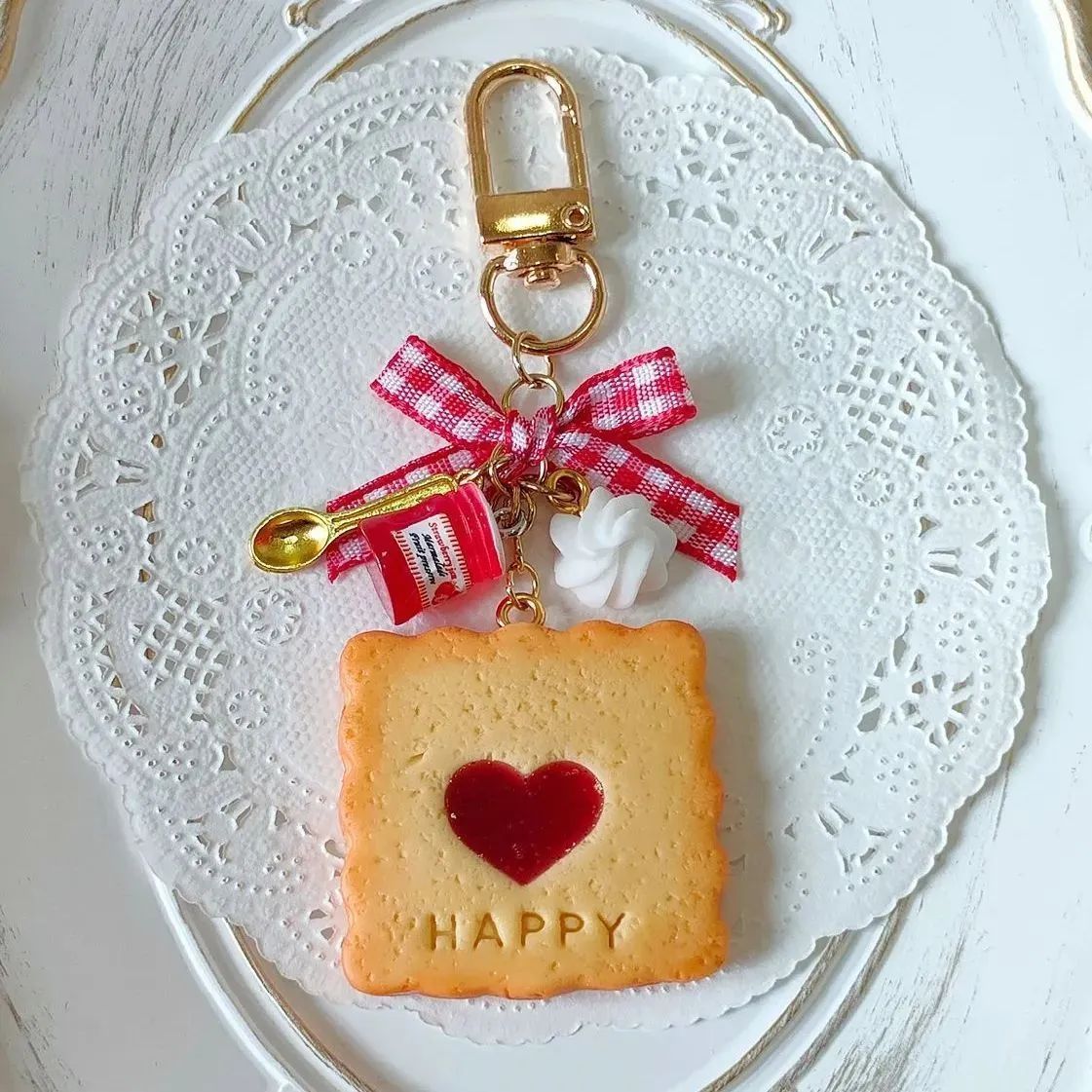 ♡フルーツくまタルトCookie♡ベージュ チャーム フェイクスイーツ