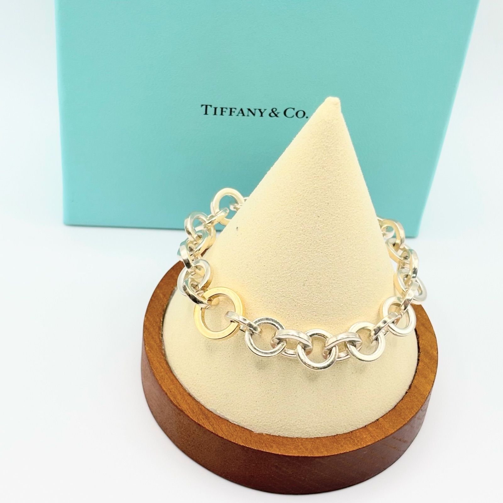 Tiffany ティファニー ラウンド リンク コンビ ブレスレット K18 925