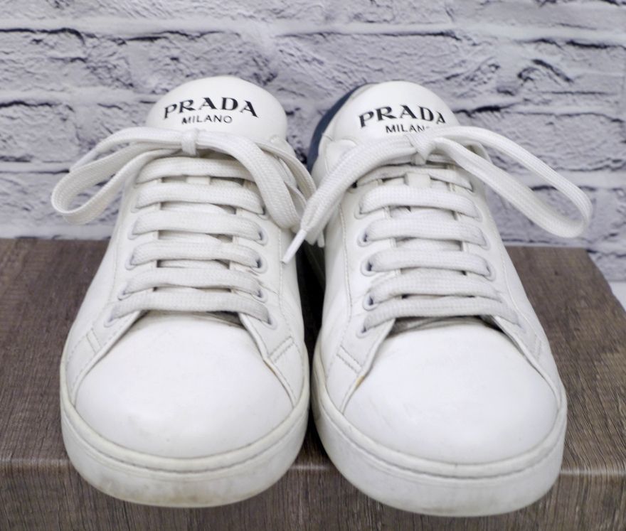 美品◇PRADA プラダ 4E3541 VITELLO PLUME CALZATURE UOMO ローカット 