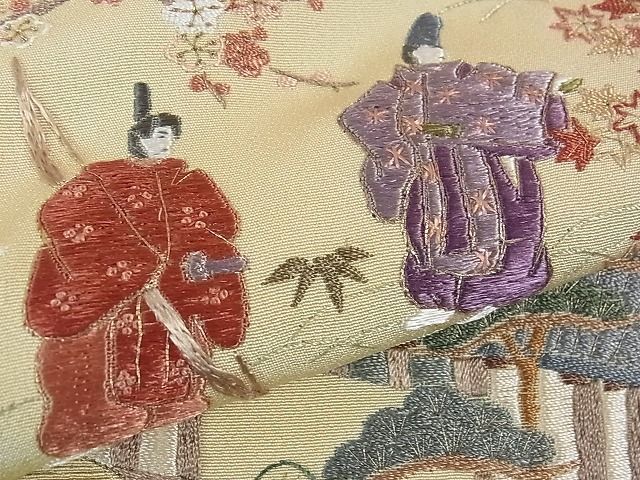 平和屋2□中国三大刺繍 蘇州刺繍 総刺繍 色留袖 椿貴彩 平安人物風景