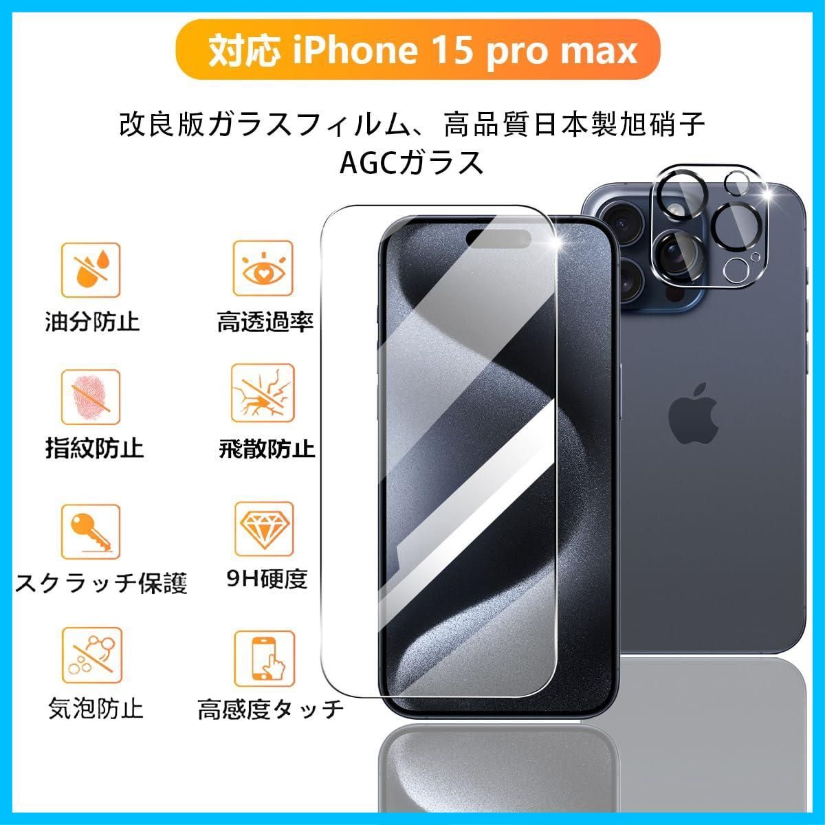 iPhone15ProMax 強化 ガラス フィルム 高感度 高透 保護 9H - フィルム