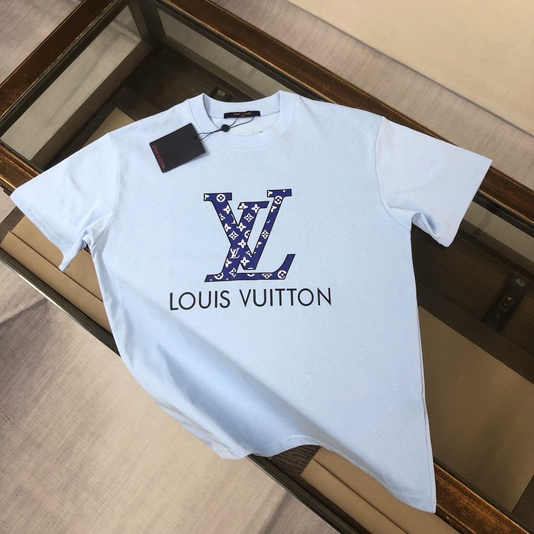 新品未使用】Louis Vuitton ルイ・ヴィトン/ ブルーの定番アルファベットプリント半袖Tシャツ - メルカリ