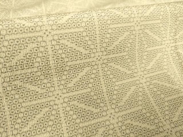 平和屋着物▽本塩沢 単衣 麻の葉文 110亀甲 正絹 逸品 DAAQ3587az