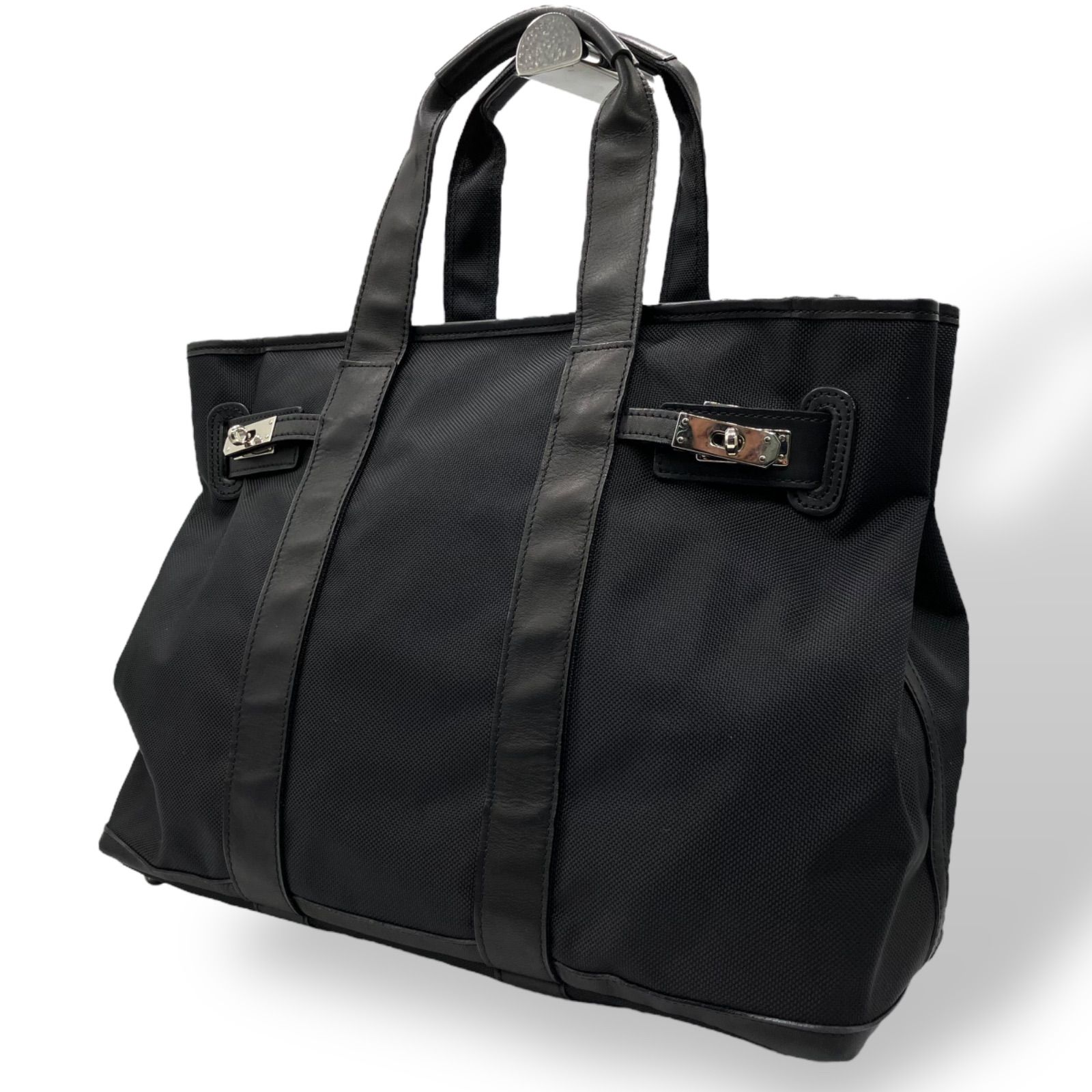 Barbe Bleue トートバッグ ターンロック ナイロン レザー 1397 Barbe Bleue トートバッグ ターンロック ナイロン レザー 1397