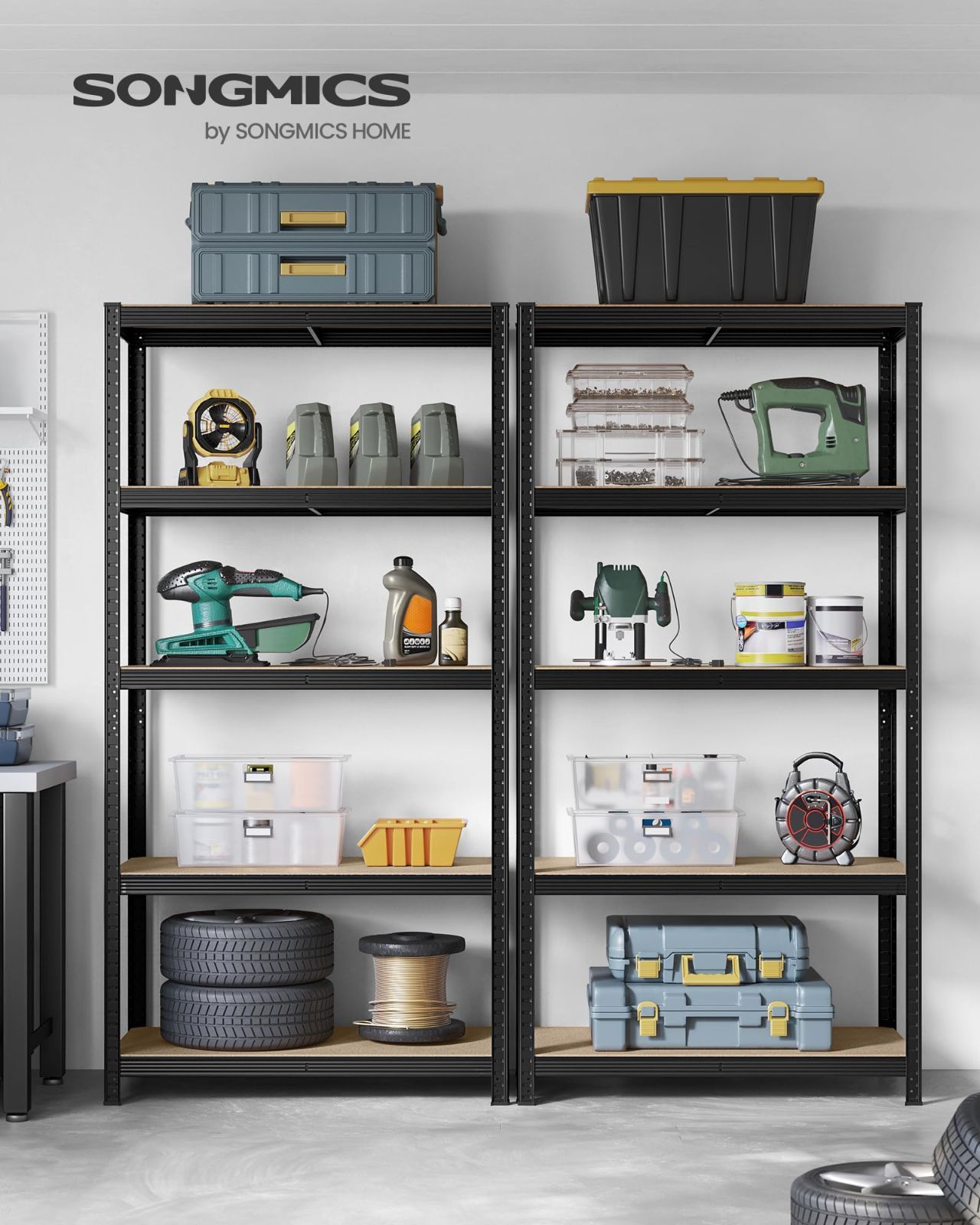 商品 SOMGMICS スチールラック 幅100㎝ メタルラック オープンラック オープンシェルフ 防錆加工 5段 棚 ラック 総耐荷重600kg 高耐荷重収納棚 ステンレスラック 収納ラック スチール棚 置物架 組立簡単 高さ調整 物置 作業台 倉