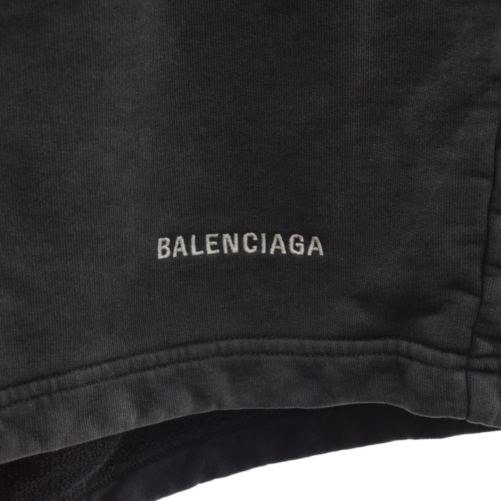 BALENCIAGA バレンシアガ ロゴ刺繍ワイドスウェットショーツ ハーフパンツ ブラック 674591 TMVF5405センチ股上