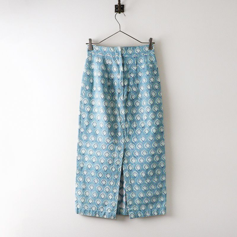 ロンハーマン Ron Herman 別注 エスゼットブロックプリント SZ Blockprints コットンキャンバスロングスカート XS 青┃ 2400014627718