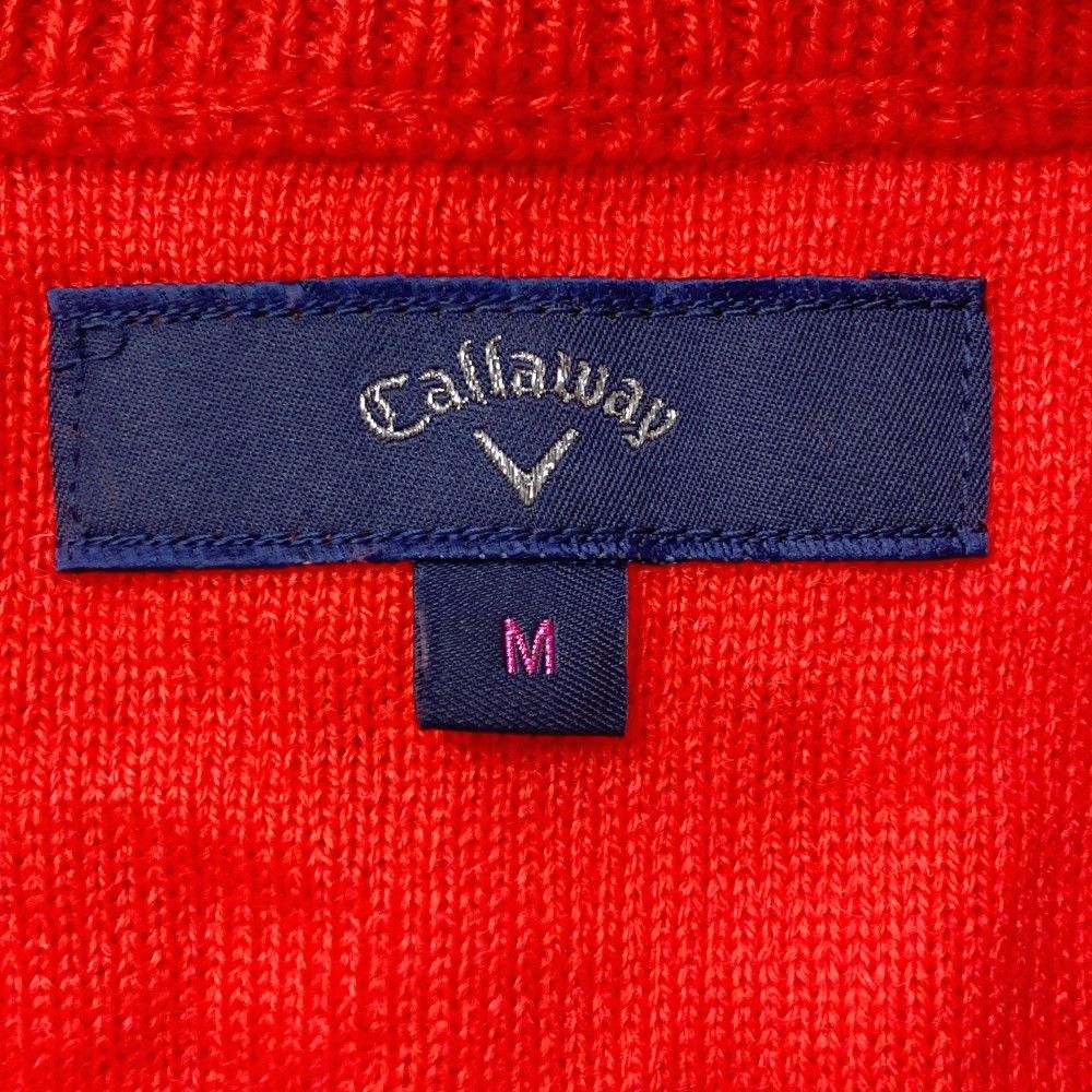 サイズ：M CALLAWAY キャロウェイ  ニットセーター 総柄 レッド系 [240101446016] ゴルフウェア レディース ストスト サイズ：M CALLAWAY キャロウェイ ニットセーター 総柄 レッド系