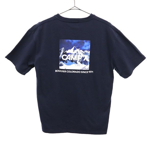 キャンプセブン プリント 半袖 Tシャツ M ネイビー CAMP7 メンズ