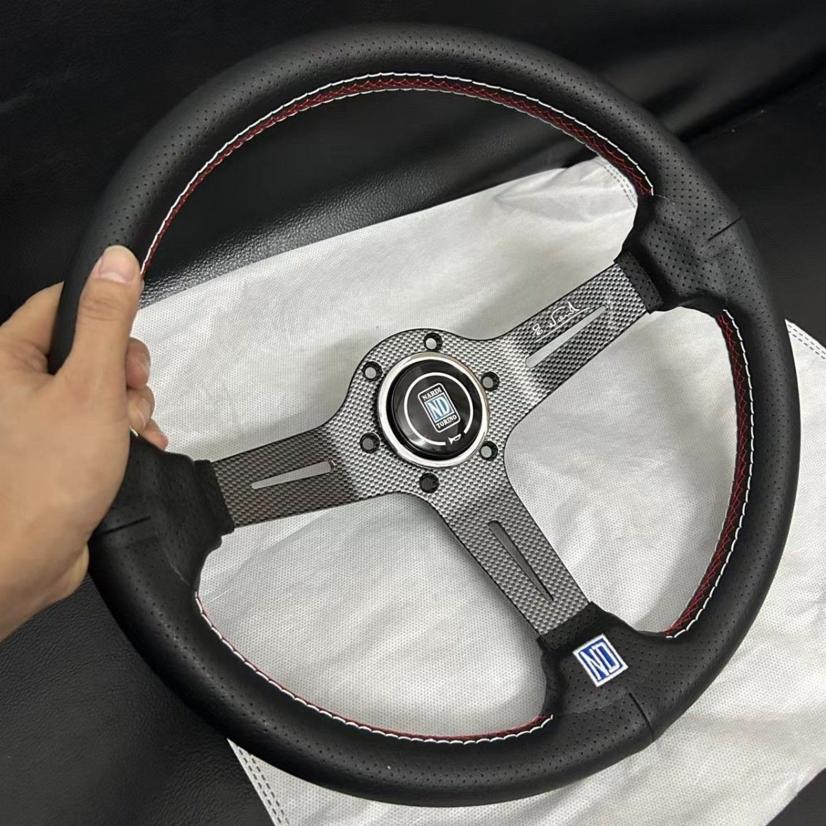 新品 NARDI  ステアリング スポーツステアリングホイール 高品質 車ハンドル PVCレザー 340mm 14インチ レース ドリフト ステアリング