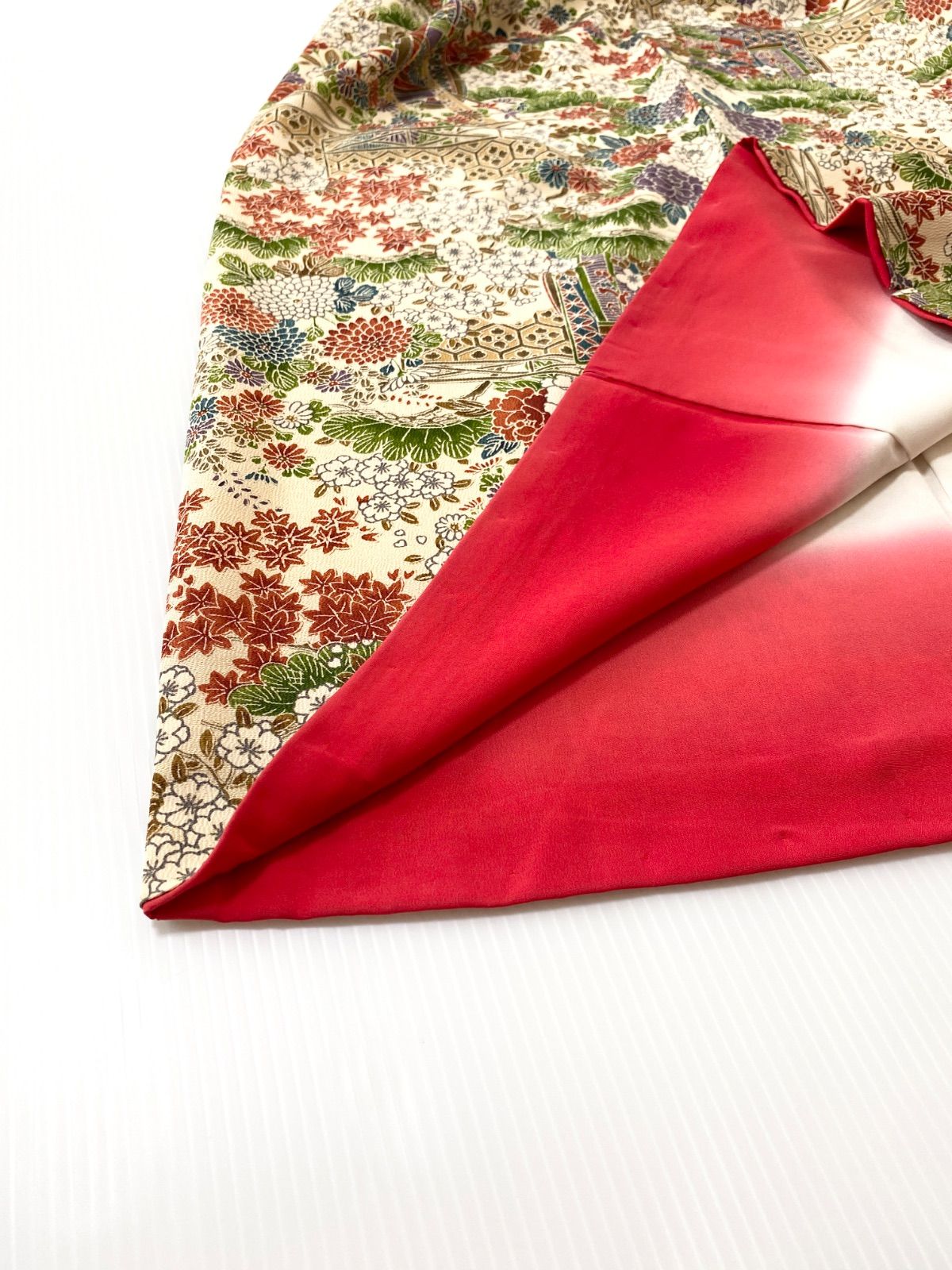 着物スカートフリーサイズ着物リメイクウエストゴムロングスカートフリーサイズ みハンドメイドNO.5705