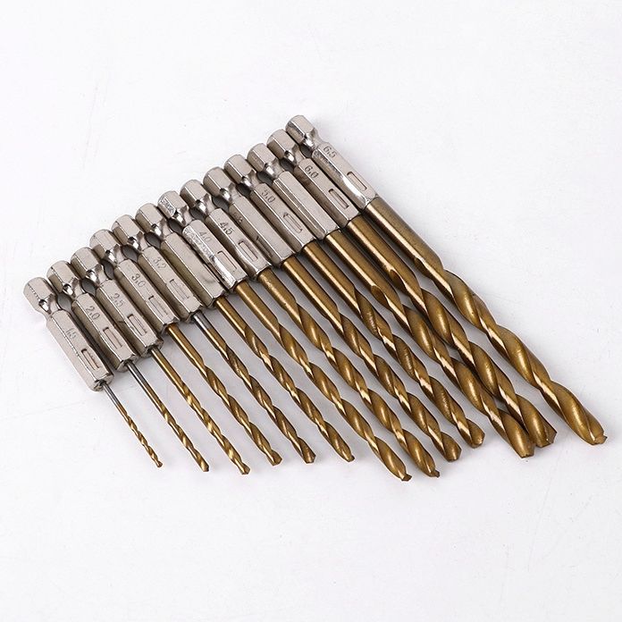 ドリルビット 13本セット 六角軸 6.35mm 高精度 ハイス鋼 チタンコーティング DIY 業務用 穴あけ 鉄・ステンレス対応 thumbnail 4