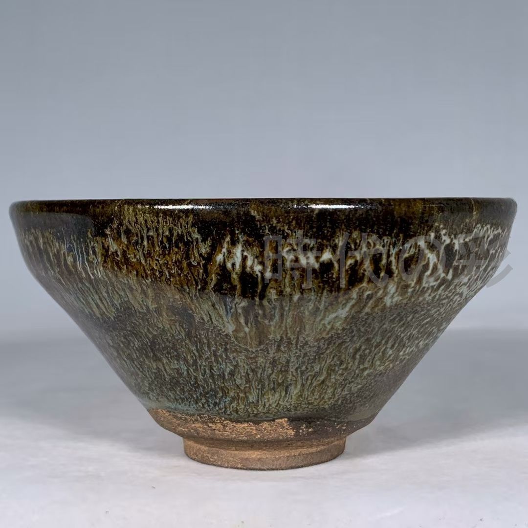 中国古美術 旧蔵 宋 建窯 曜変 七彩 蛇皮文 盞 古陶磁器 茶碗 茶道具 中国古玩 唐物 古賞物 時代物 R07092320