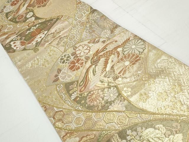 平和屋着物◎佐賀錦 六通柄袋帯 花鳥文 鳳凰 金糸 正絹 逸品