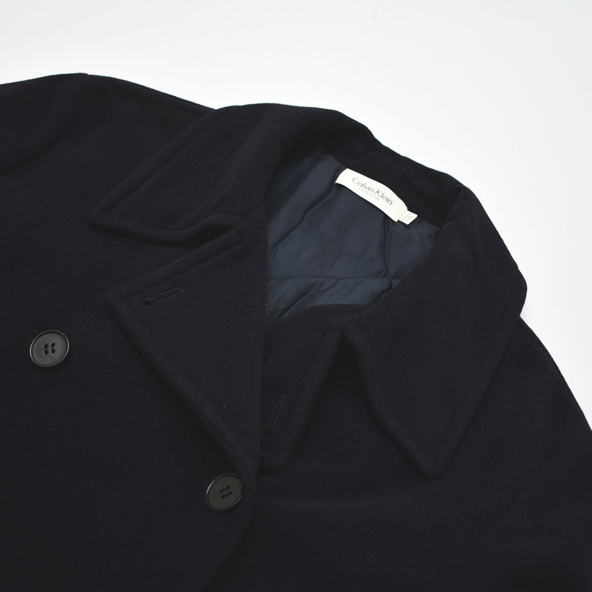 カルバンクライン コレクション Calvin klein collection アンゴララビットヘア混ウール ロング ダブルブレスト チェスターコート マキシ丈 8 ネイビー レディース ♪ WWW_MORNINGWALKER_COM