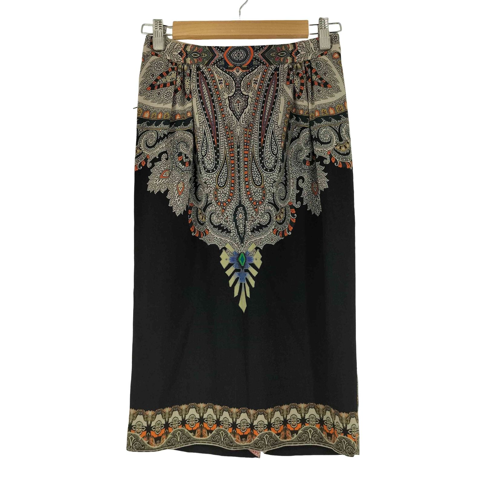 エトロ ETRO ペイズリー 総柄 ひざ丈ウールスカート レディース JPN 38
