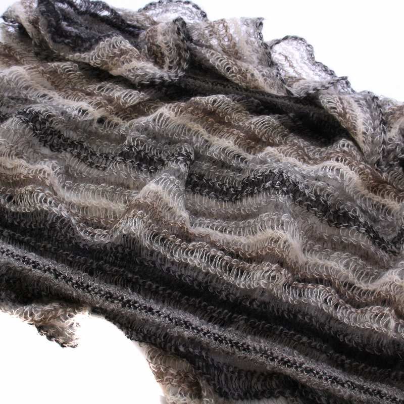 美品 MISSONI ボーダー柄 ストライプ柄 リブニット ストール ミッソーニ MISSONI ストール マフラー ストライプ柄 モヘヤ