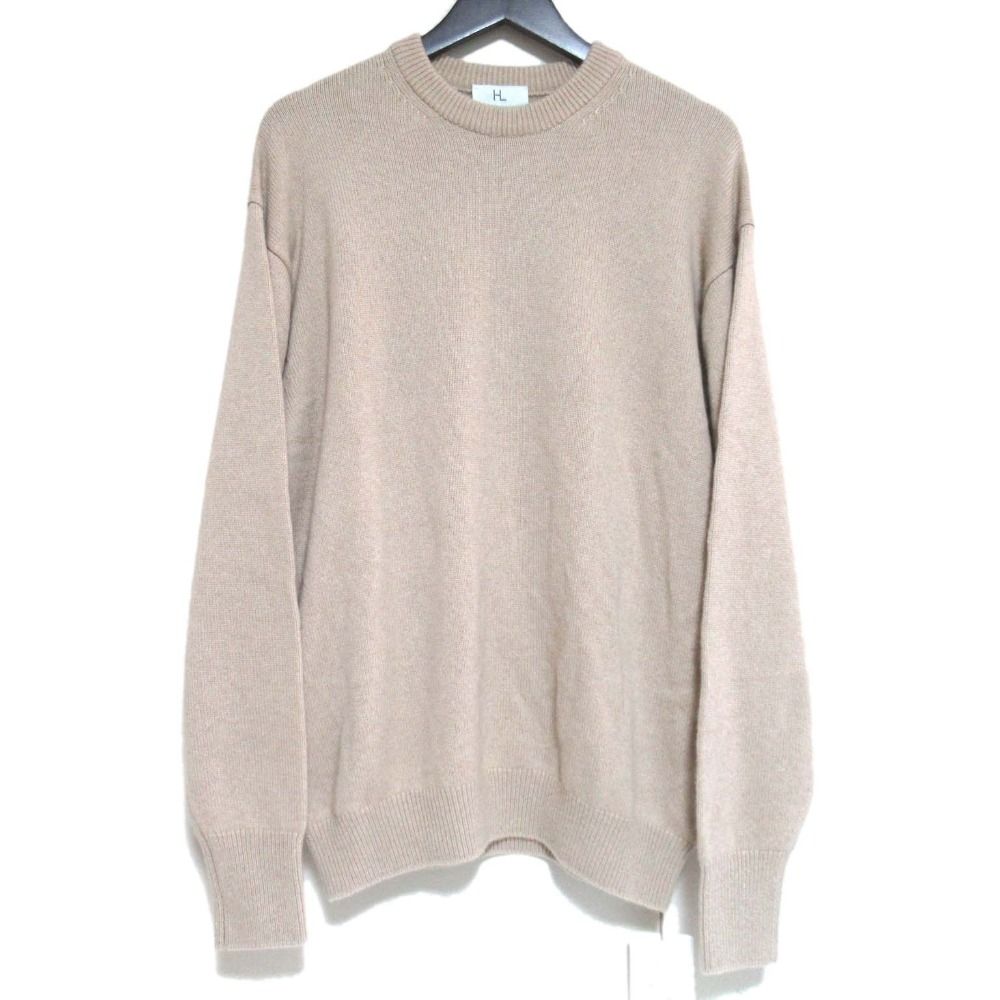 未使用 21AW HERILL ヘリル Goldencash Pullover カシミヤ100％ 長袖 クルーネック ニット セーター 21-080-HL-8000-3 3 ベージュ メンズ 古着 中古 USED