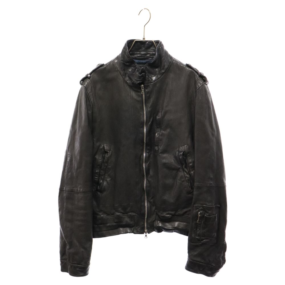 Neil Barrett ブラックレザーシングルライダースジャケット ニール