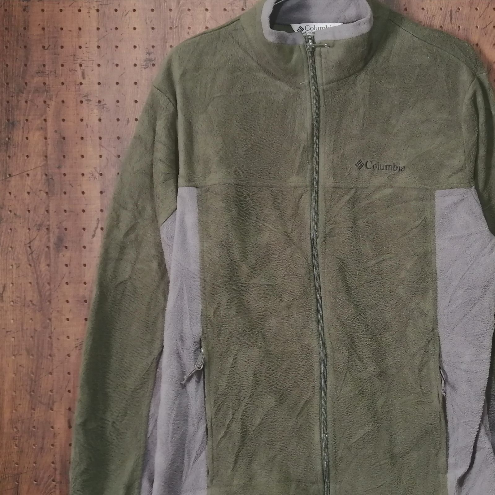 Columbia コロンビア　フリースジャケット　ロゴ刺しゅう　ツートン　メンズＬ