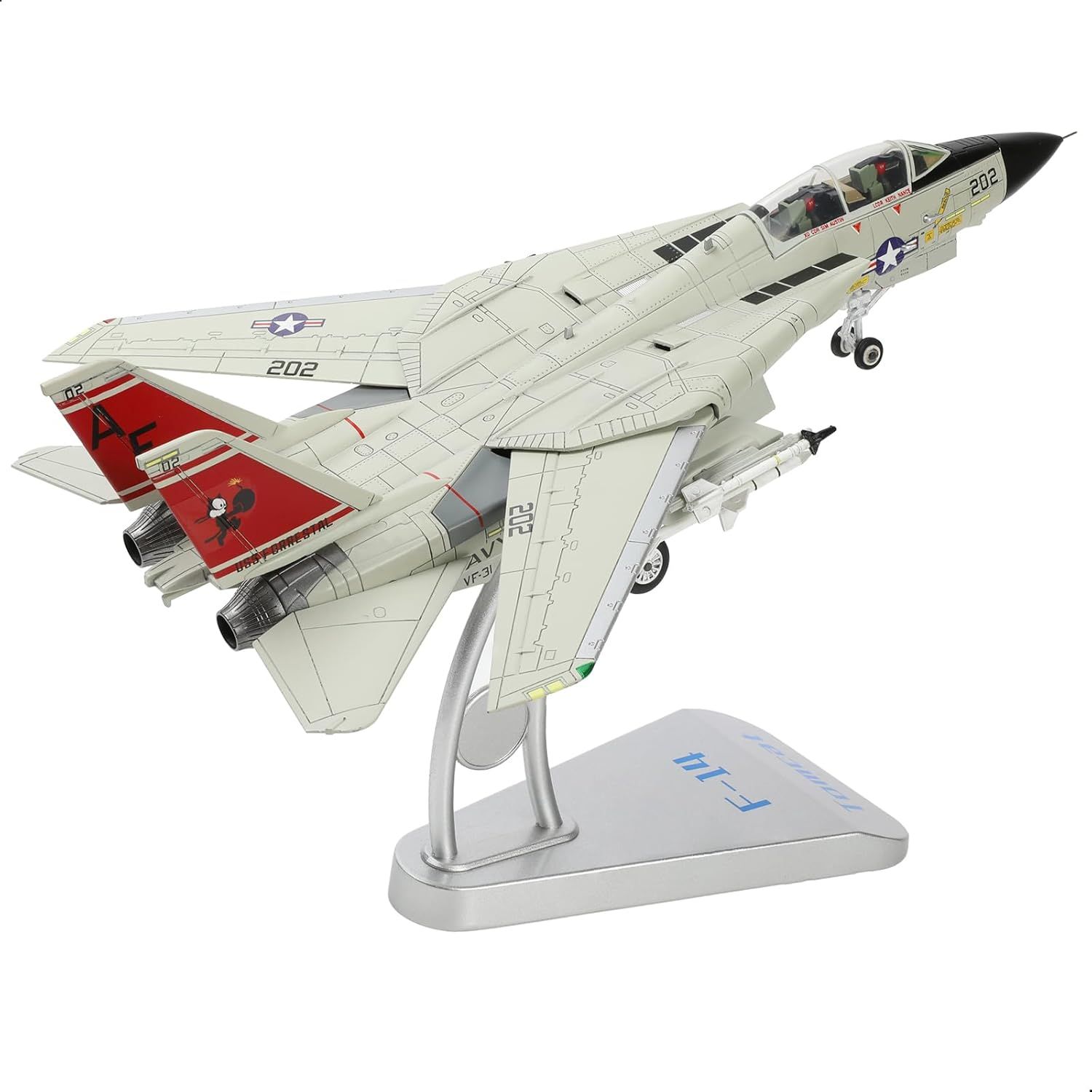 NUOTIE F-14A Tomcat 1/72 メタル飛行機モデルキット スタンド付き VFA-31 Tomcatters ダイキャスト合金戦闘機モデル ジェットレプリカ 組み立て済み 軍用航空機