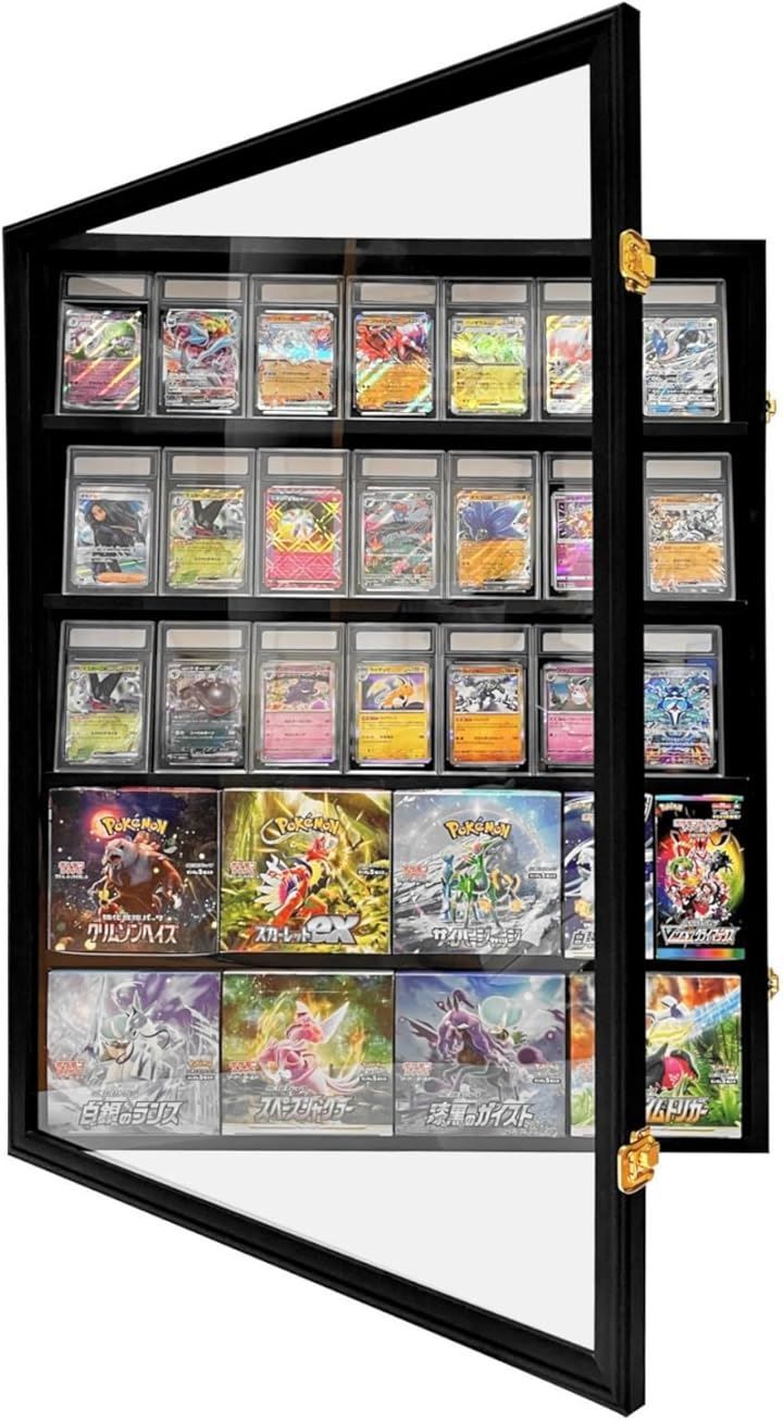 heizi PSAポケモンカード ディスプレイケース 壁掛け コレクションケース ポケカ 遊戯王 デュエマ 対応 ブラック 35枚