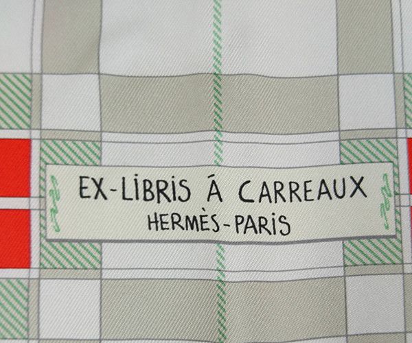 HERMES エルメス シルク スカーフ カレ90 Ex-Libris a Carreaux エクス ...