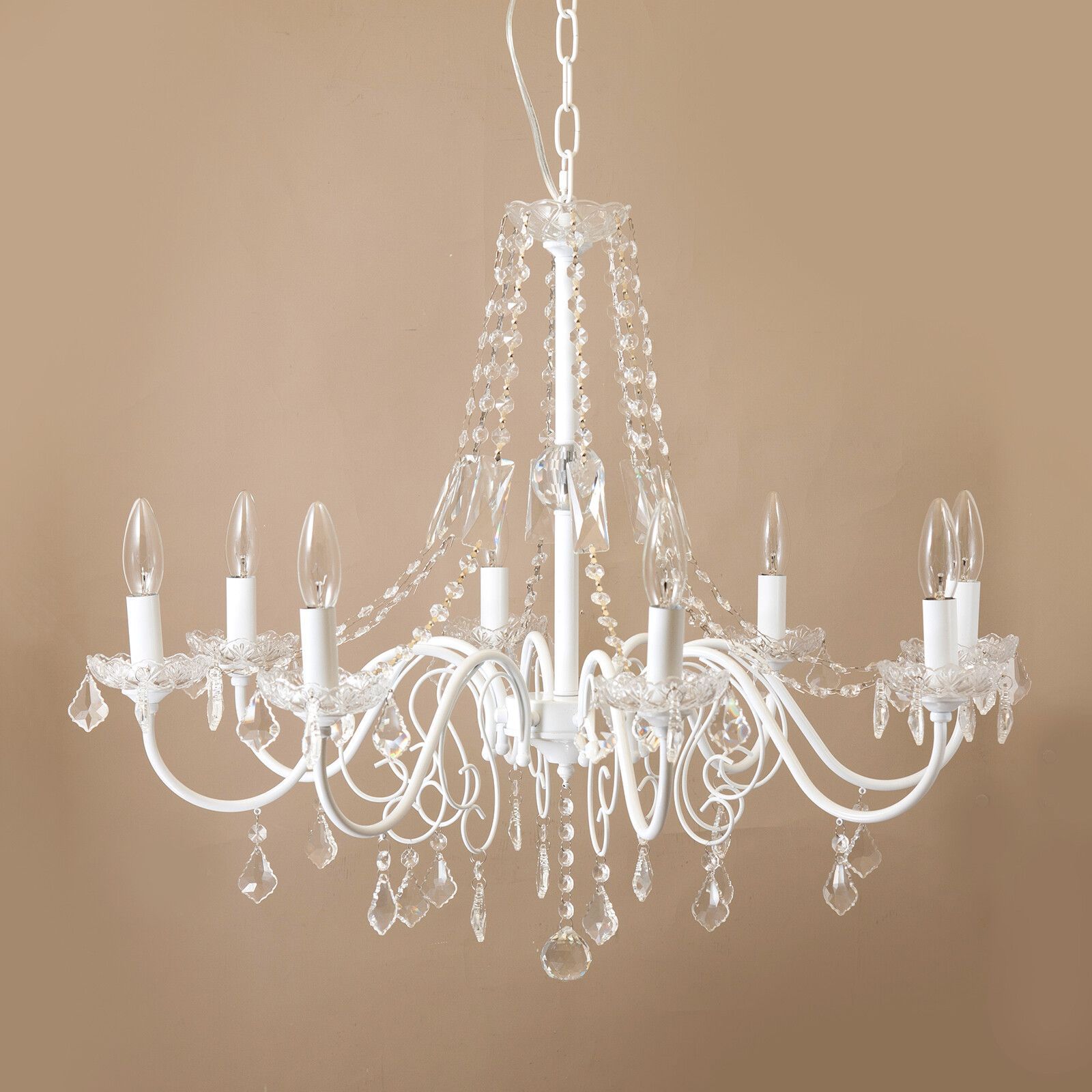 シャンデリア クリスタル 8灯 オシャレ照明 クリスタルカットガラス