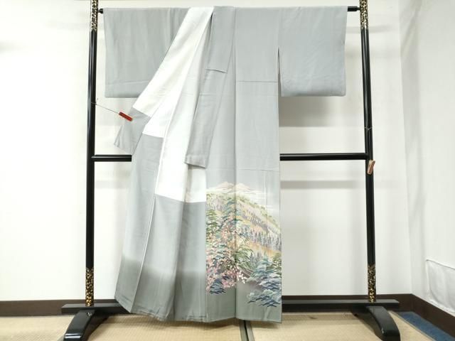 平和屋着物●十日町友禅作家 阿部佳雪 色留袖 遠山霞樹林文 暈し染め 正絹 CAAW8293yc