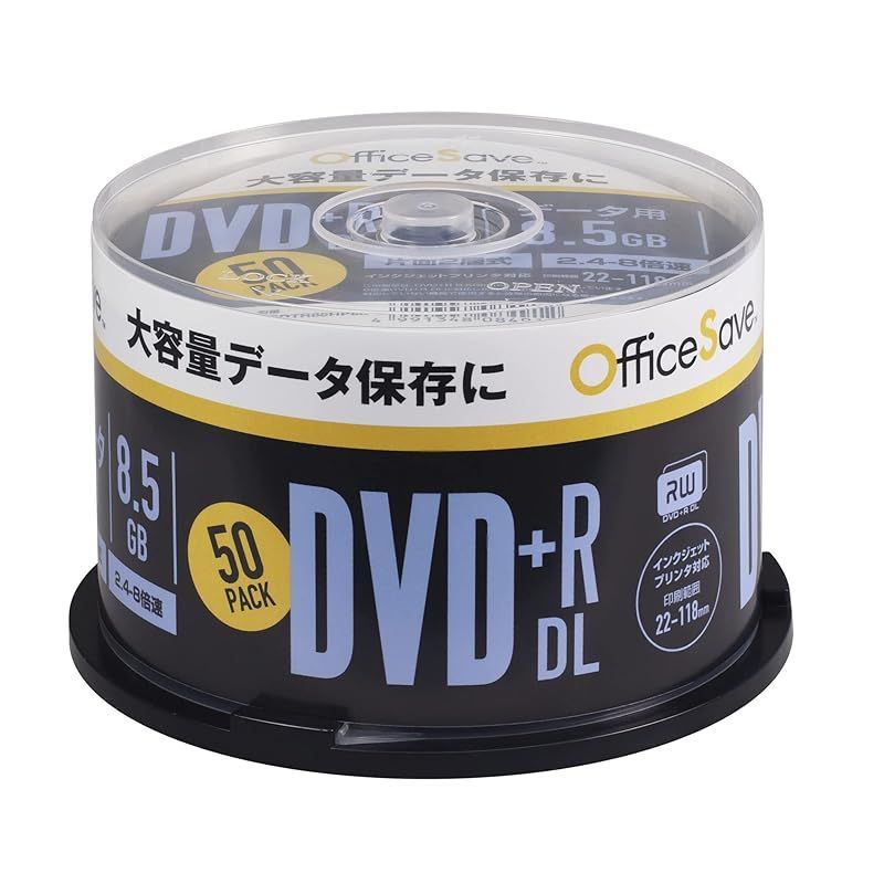 オフィスセーブ(OfficeSAVE) OfficeSAVE 1回記録用 DVD+R DL 8.5GB 50枚 ホワイトプリンタブル 片面2層 2.4-8倍速 OSDTR85HP50 1