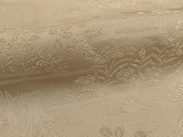 平和屋着物●京友禅　中井淳夫　お召　草花文　白茶色　正絹　逸品　AAAY9039ck 平和屋着物○京友禅 中井淳夫 お召 草花文 白茶色 正絹 逸品