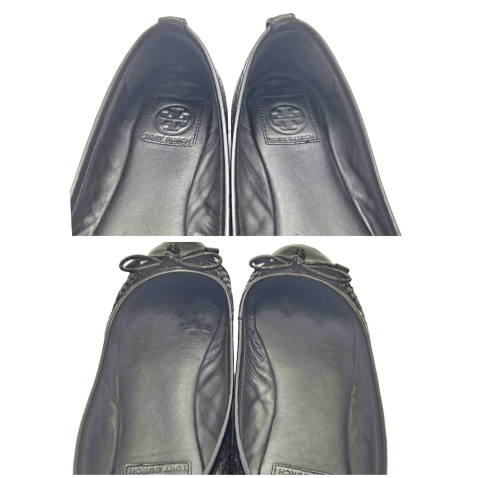 TORY BURCH トリーバーチ フラットシューズ リボン ストロー 5.5