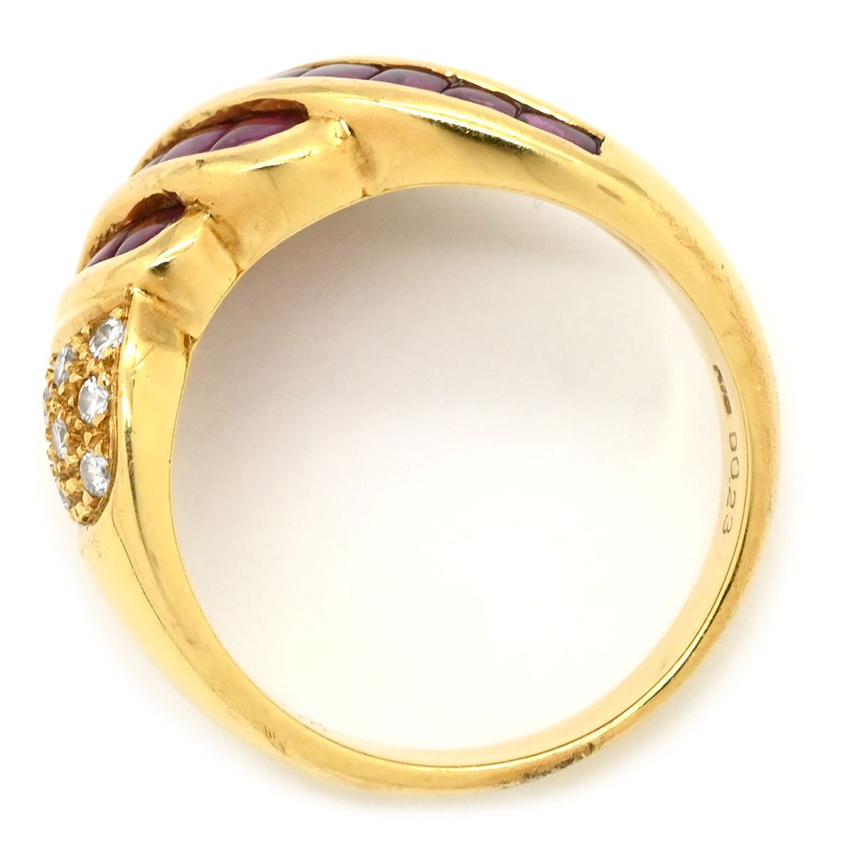 リング 指輪 ルビー ダイヤリング K18YG ダイヤモンド ルビー イエローゴールド×レッド Au750 18K 18金 12号