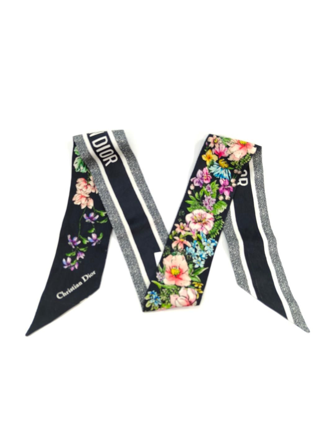 【美品】Christian Dior 花柄 ミッツァスカーフ Dior ディオール D-Floral ミッツァ スカーフ シルク 花柄