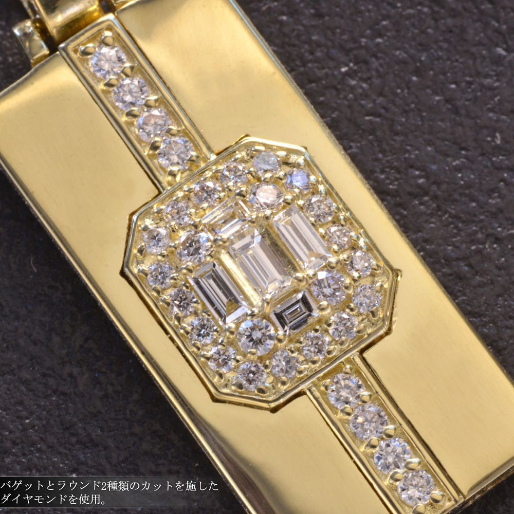 ペンダントトップ メンズ K18 18K 18金 バゲットカット ダイヤモンド ペンダントヘッド イエローゴールド ネックレストップ 刻印入り 鑑別書付き 大きめ シンプル プレゼント ギフト マート メルカリShops店