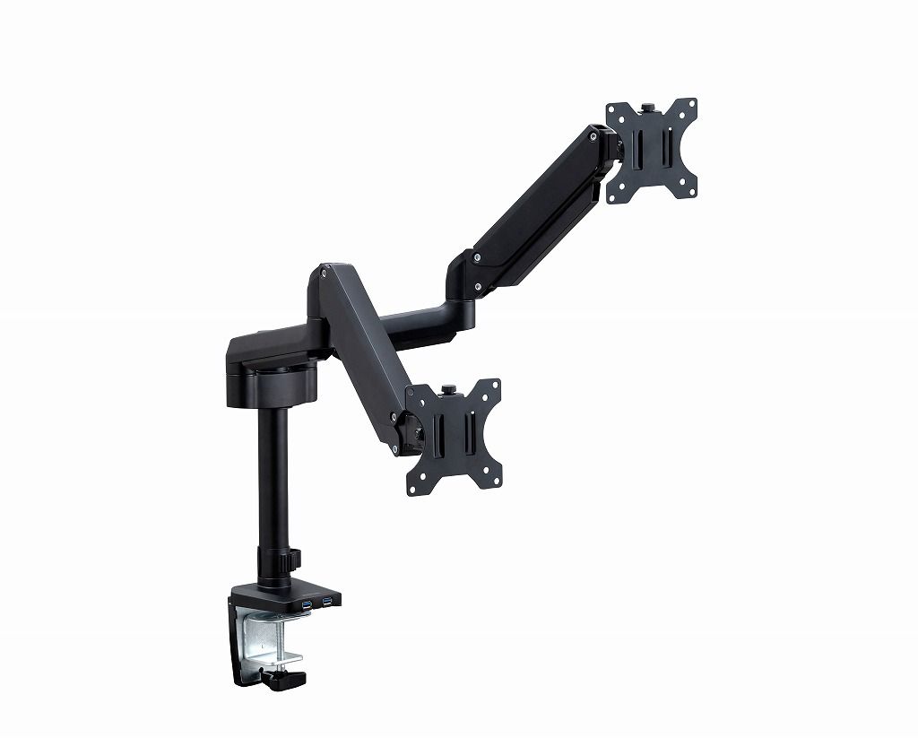 アイリスオーヤマ モニターアーム デュアル 2画面 USBポート ブラック 幅約11.5×奥行約100.8×高さ約75 cm DAーG201U IRIS OHYAMA