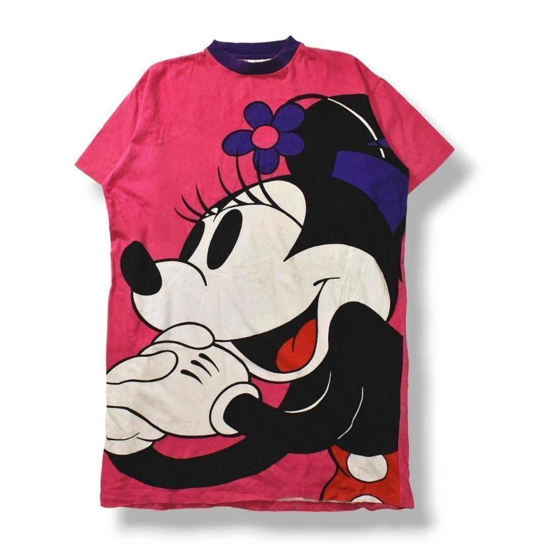 80~90年代製 ビンテージ レアディズニー ミニー プリント Tシャツ ワンピ 80~90年代製 ビンテージ レアディズニー ミニー プリント T