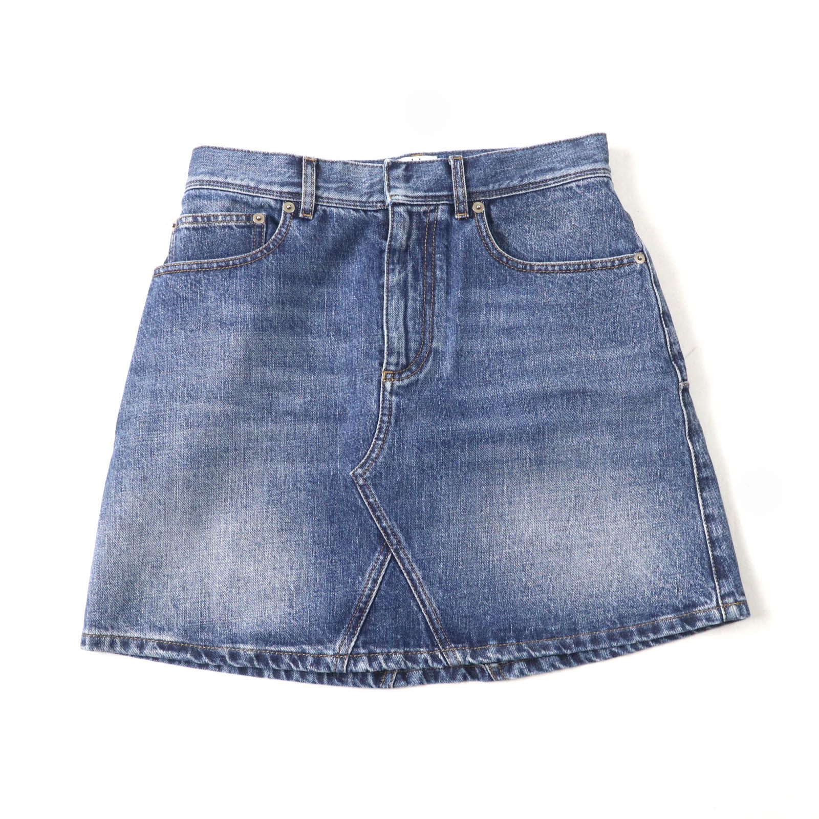 Christian Dior クリスチャンディオール 422J21A3830 コットン100％ ロゴパッチ付 台形 デニム ミニスカート インディゴ 40 イタリア製 レディース